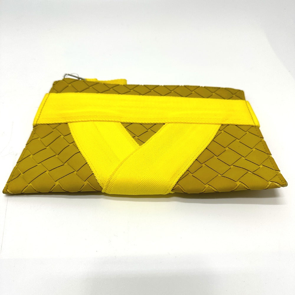 Bottegaveneta Clutch Bag Leather Yellow Intrecciato Mens Used Authentic