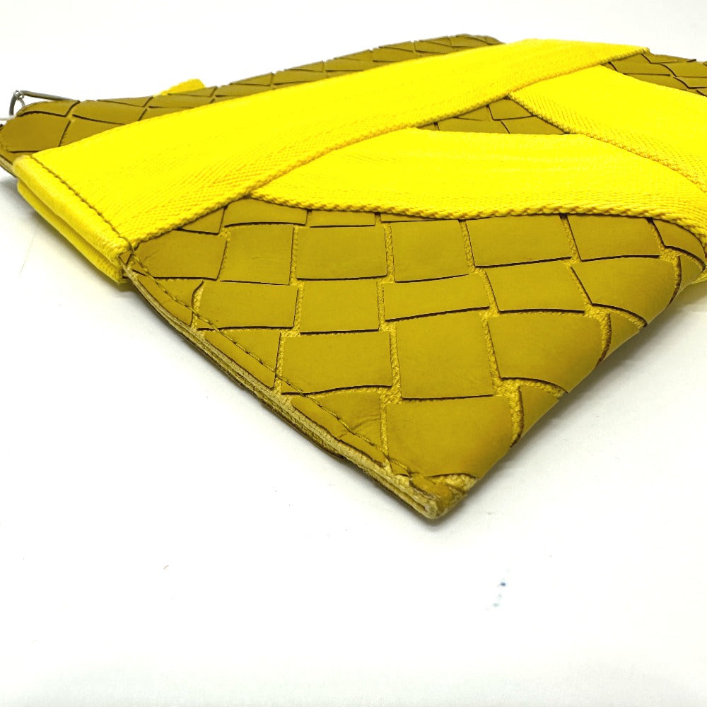 Bottegaveneta Clutch Bag Leather Yellow Intrecciato Mens Used Authentic