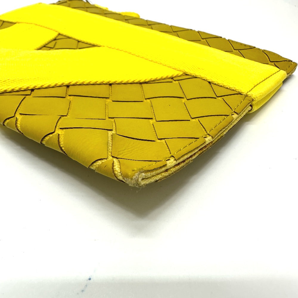 Bottegaveneta Clutch Bag Leather Yellow Intrecciato Mens Used Authentic