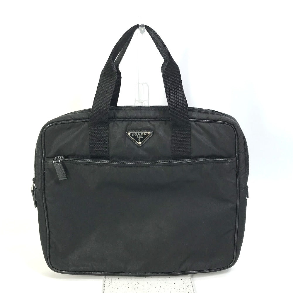 Prada Business Bag Nylon Black Bag Triangle Logo Plate Mens Used Authentic