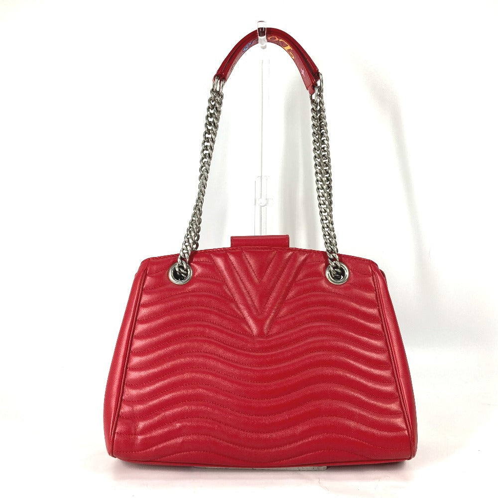 Louis Vuitton Shoulder Bag M51497 Leather Red New Wave Chain Tote Women Used Authentic