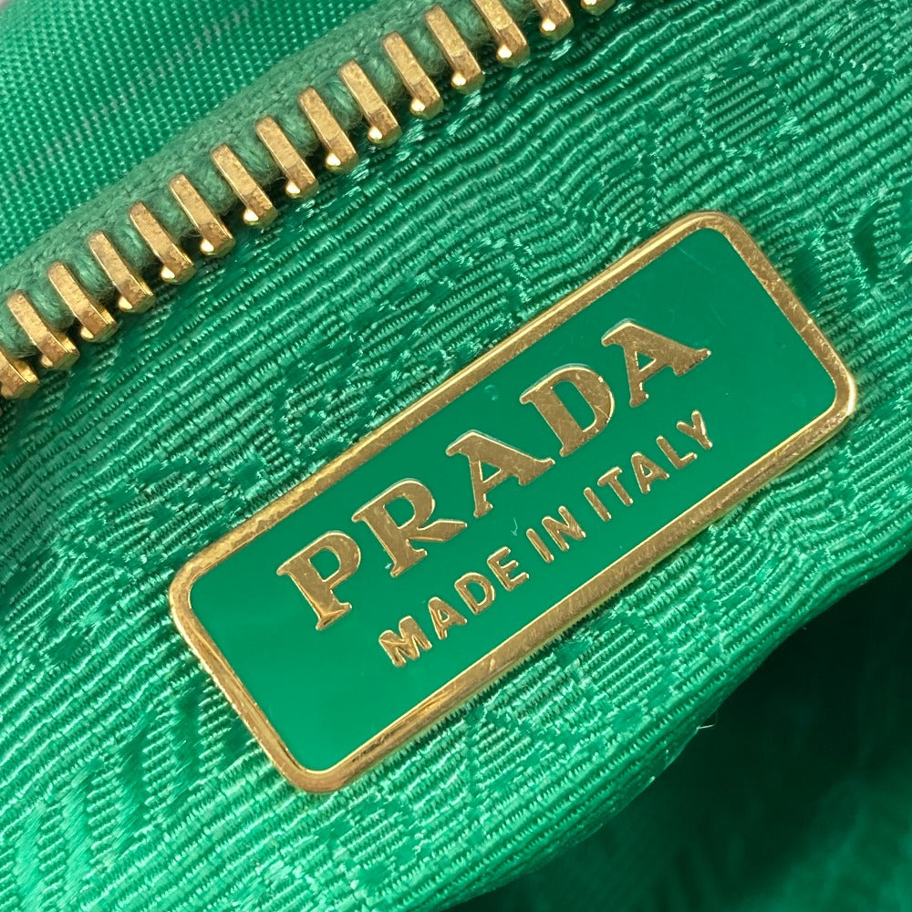 Prada Clutch Bag Nylon Green Cosmetics Pouch Logo Women Secondhand Authentic