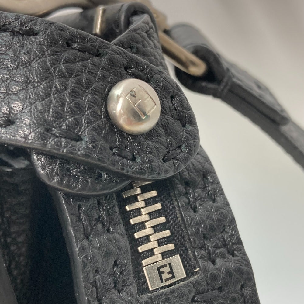 Fendi Handbag 7 Va406 Leather Black Shoulder Bag Crossbody Bag Selleria Peekaboo Iconic Fit Mens Used Authentic