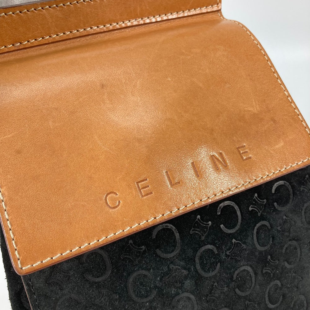 Celine Shoulder Bag Leather / Suede Brown Cross Sling Bag Logo Macadam Women Used Authentic