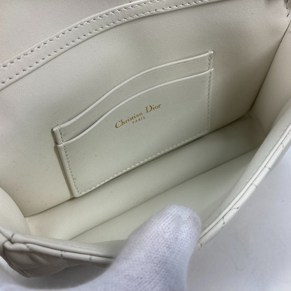 Dior Shoulder Bag S0977 Onmj Lambskin White Crossbody Chain Bag Lady Dior Phone Pouch Women Used Authentic