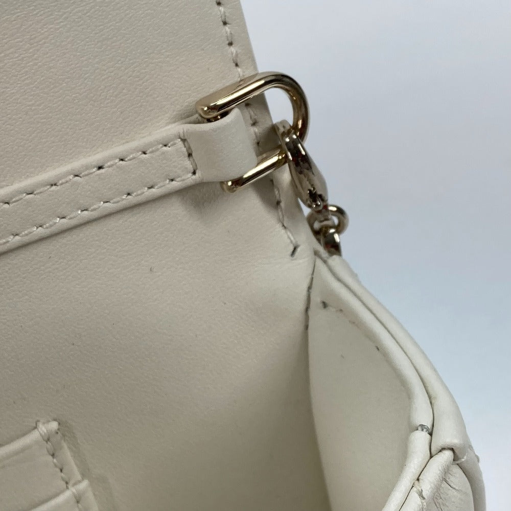 Dior Shoulder Bag S0977 Onmj Lambskin White Crossbody Chain Bag Lady Dior Phone Pouch Women Used Authentic