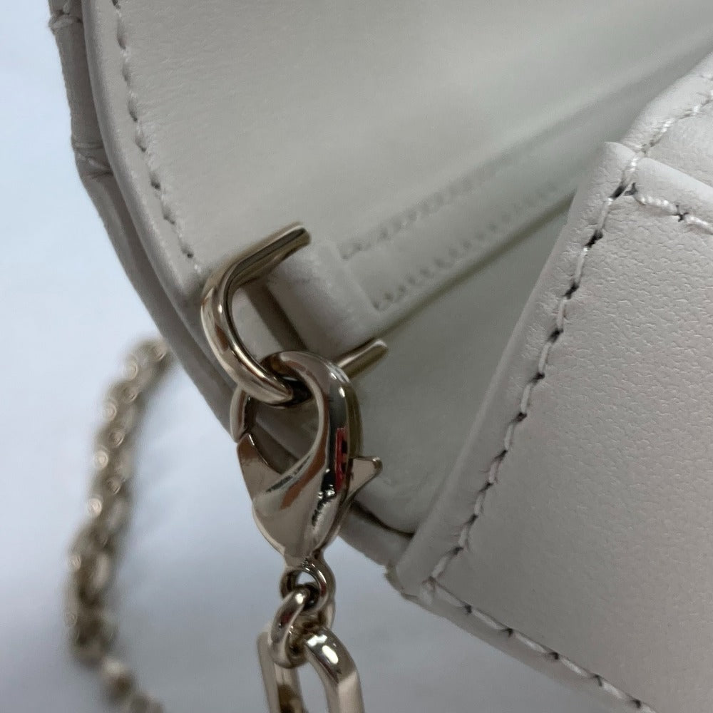 Dior Shoulder Bag S0977 Onmj Lambskin White Crossbody Chain Bag Lady Dior Phone Pouch Women Used Authentic