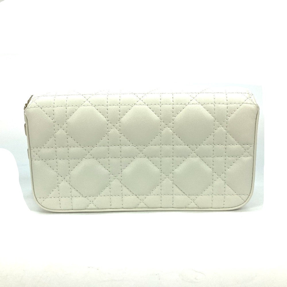 Dior Shoulder Bag S0977 Onmj Lambskin White Crossbody Chain Bag Lady Dior Phone Pouch Women Used Authentic