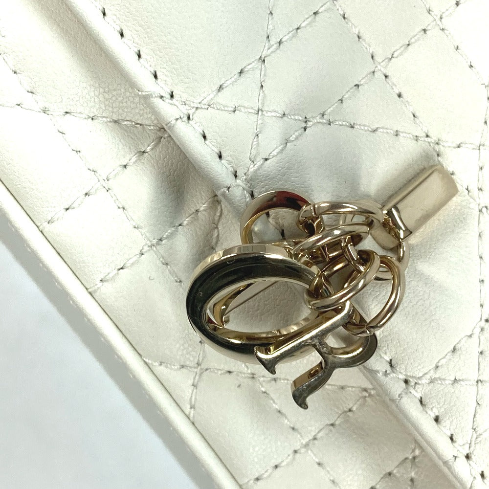 Dior Shoulder Bag S0977 Onmj Lambskin White Crossbody Chain Bag Lady Dior Phone Pouch Women Used Authentic