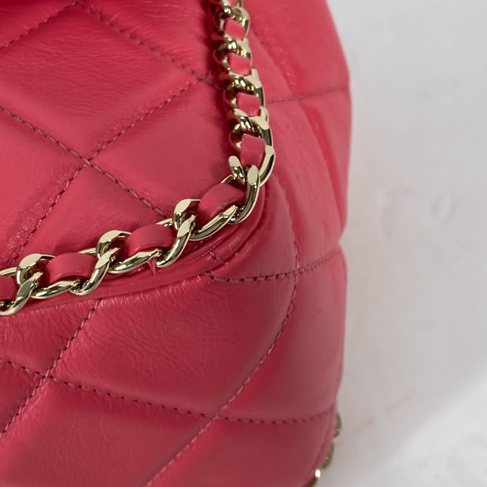 Chanel Shoulder Bag Leather Pink Round Chain Cc Coco Mark Women Used Authentic