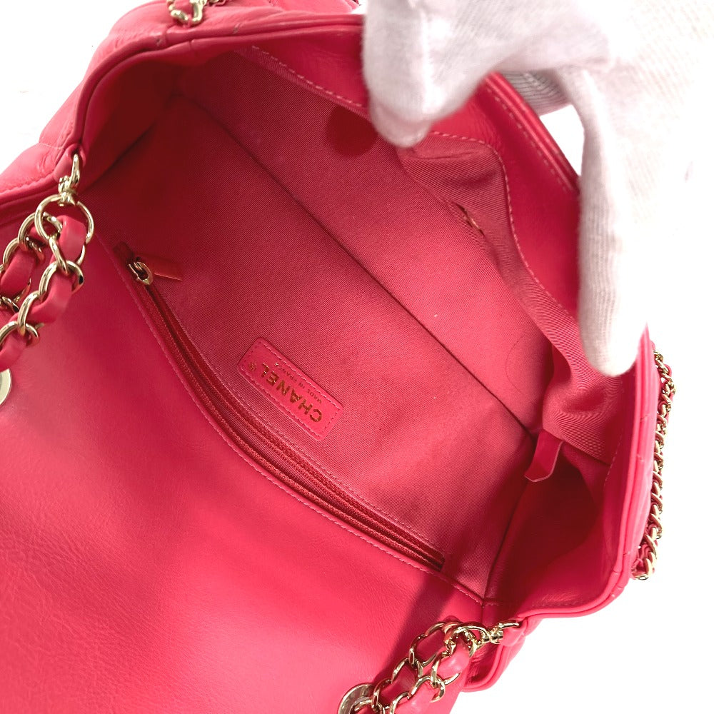 Chanel Shoulder Bag Leather Pink Round Chain Cc Coco Mark Women Used Authentic