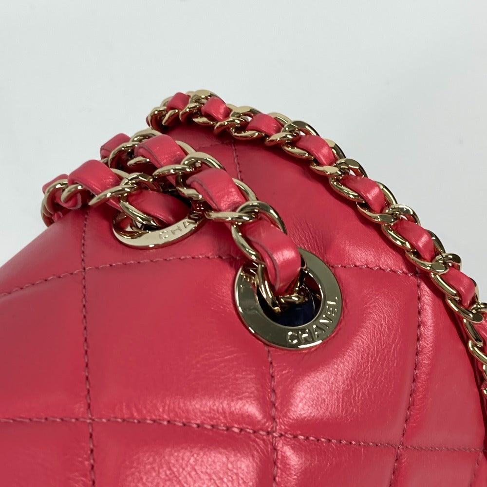 Chanel Shoulder Bag Leather Pink Round Chain Cc Coco Mark Women Used Authentic