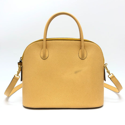 Celine Shoulder Bag Leather Yellow Beige Type Vintage Bowling 2 Way Shoulder Crossbody Bag Women Used Authentic