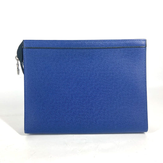 Louis Vuitton Clutch Bag M30575 Taiga Leather Blue Taiga Pochette Voyager Mm Mens Secondhand Authentic