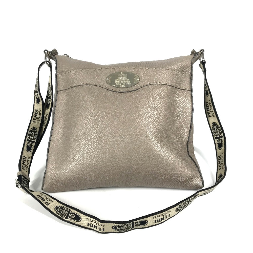 Fendi Shoulder Bag Leather Beige Type Celeria Women Used Authentic