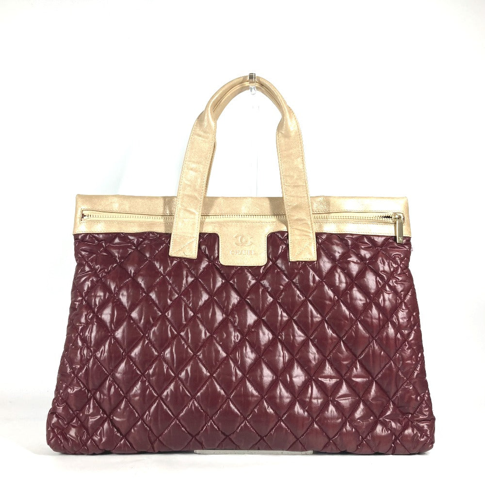 Chanel Shoulder Bag Nylon, Leather Wine Red By Color Cc Coco Mark Cococoon Quilting Women Used Authentic