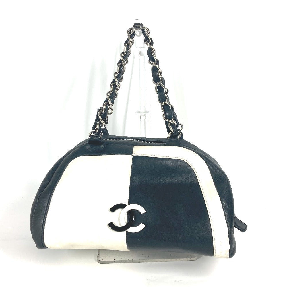 Chanel Shoulder Bag Leather White By Color Cc Coco Mark W Chain Women Used Authentic