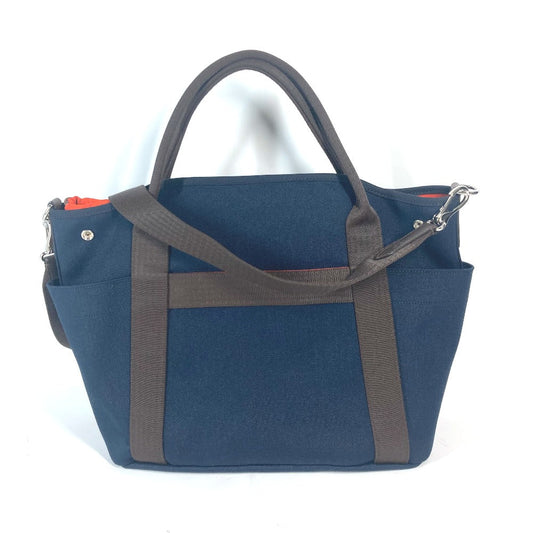 Hermes Tote Bag Canvas Navy With Bag In Bag Sucked Pansage Groom Women Used Authentic