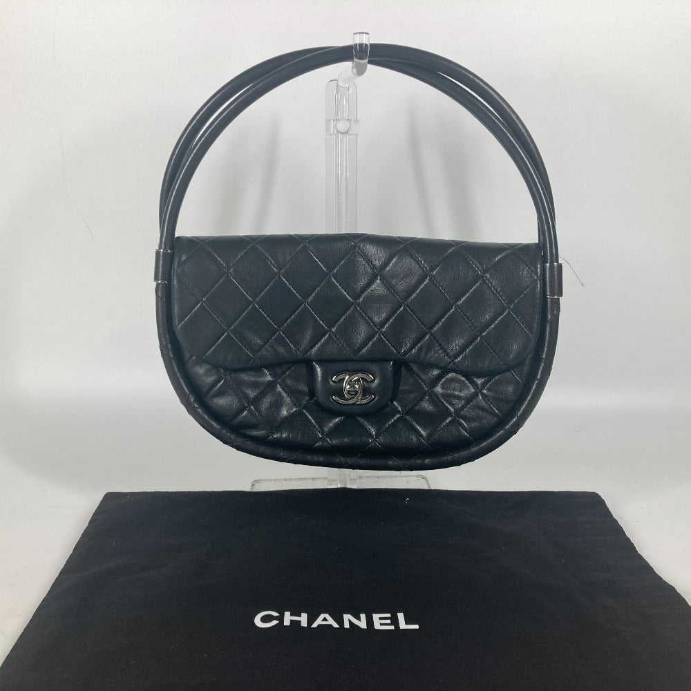 Chanel Handbag Lambskin Black Hula Hoop Women Used Authentic