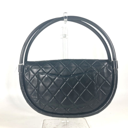 Chanel Handbag Lambskin Black Hula Hoop Women Used Authentic