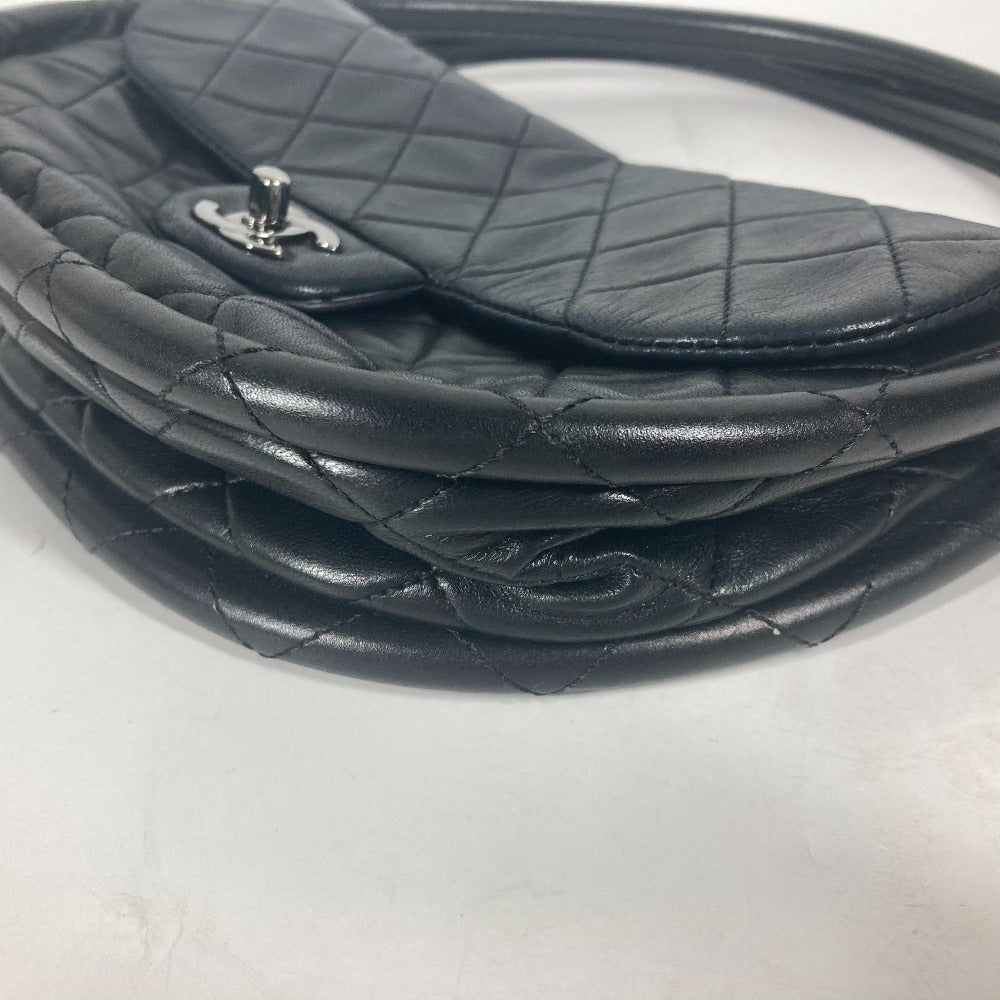 Chanel Handbag Lambskin Black Hula Hoop Women Used Authentic