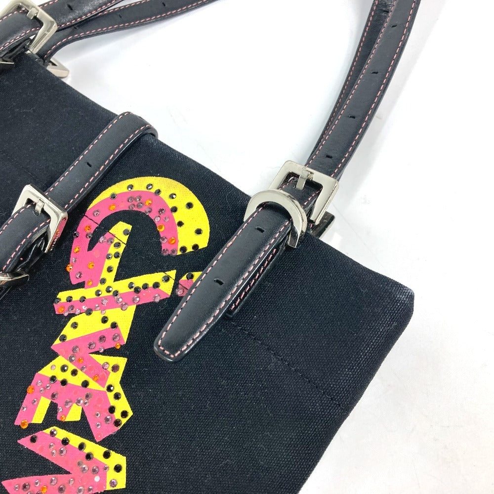 Givenchy Shoulder Bag Leather / Canvas Black Vertical Tote Bag Logo Rhinestone Unisex(unisex) Used Authentic