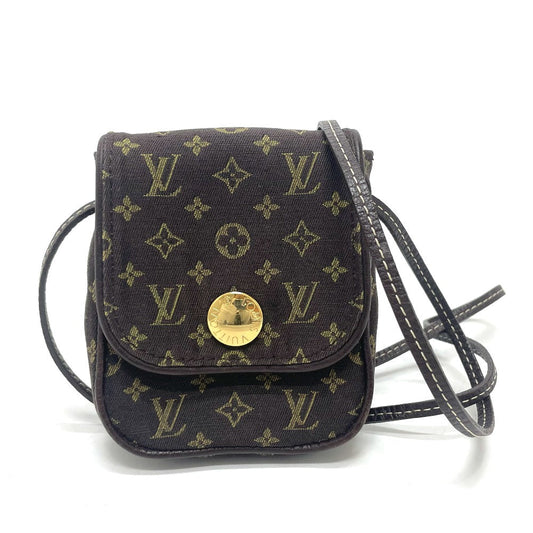 Louis Vuitton Shoulder Bag M95313 Monogram Mini Lin Canvas Brown Monogram Mini Run Pochette Cancun Women Used Authentic