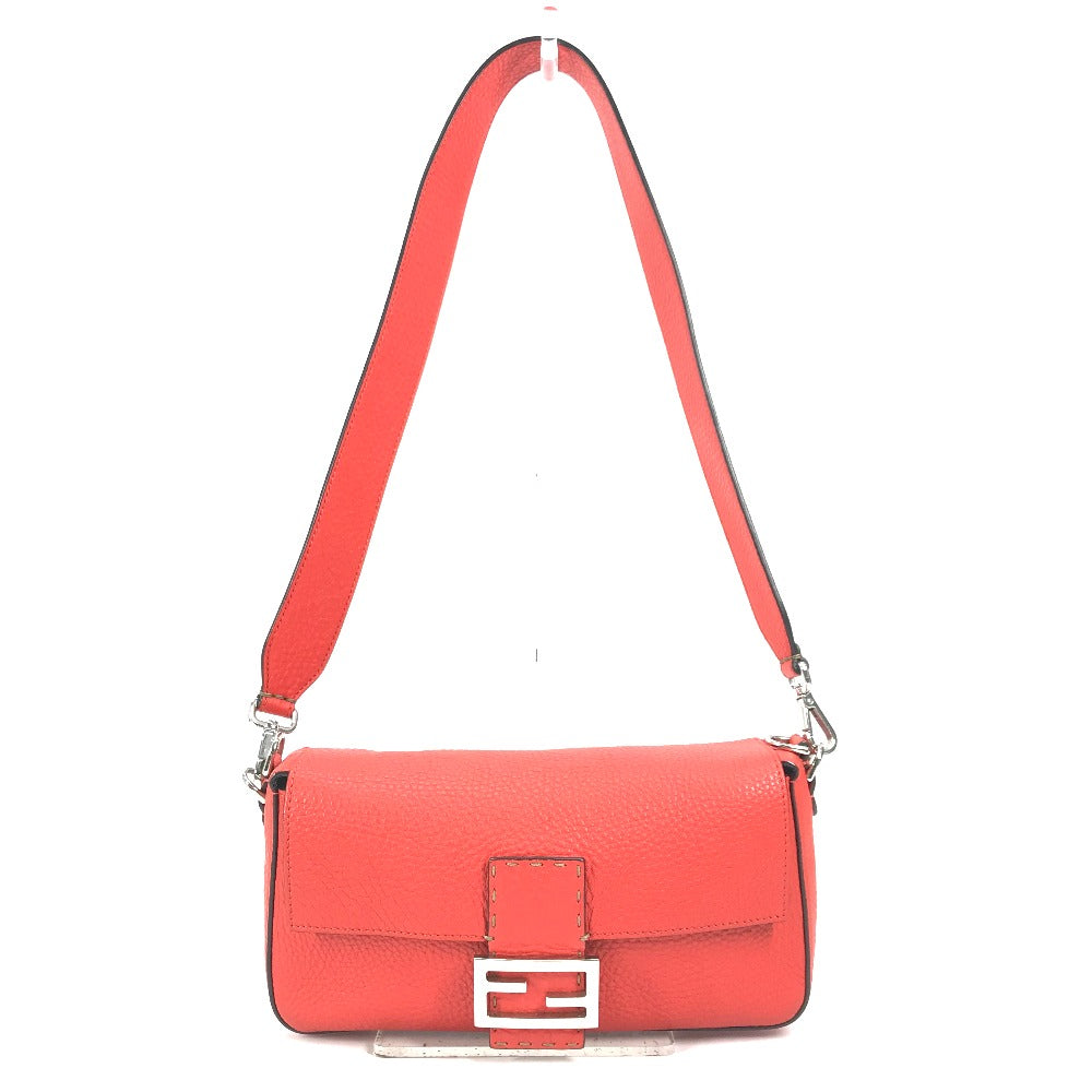 Fendi Shoulder Bag Leather Red Mamma Bucket Celeria Women Secondhand Authentic