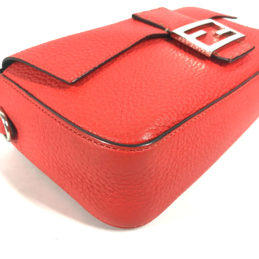 Fendi Shoulder Bag Leather Red Mamma Bucket Celeria Women Secondhand Authentic