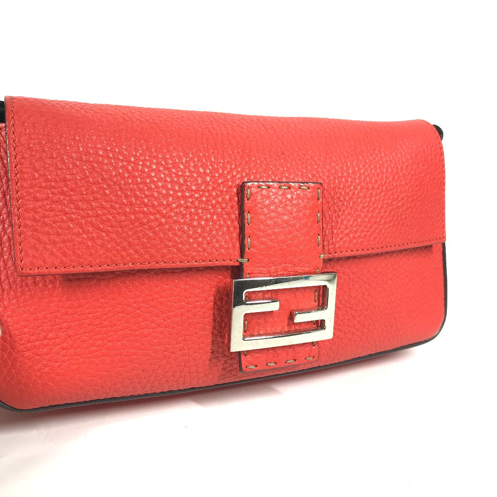 Fendi Shoulder Bag Leather Red Mamma Bucket Celeria Women Secondhand Authentic