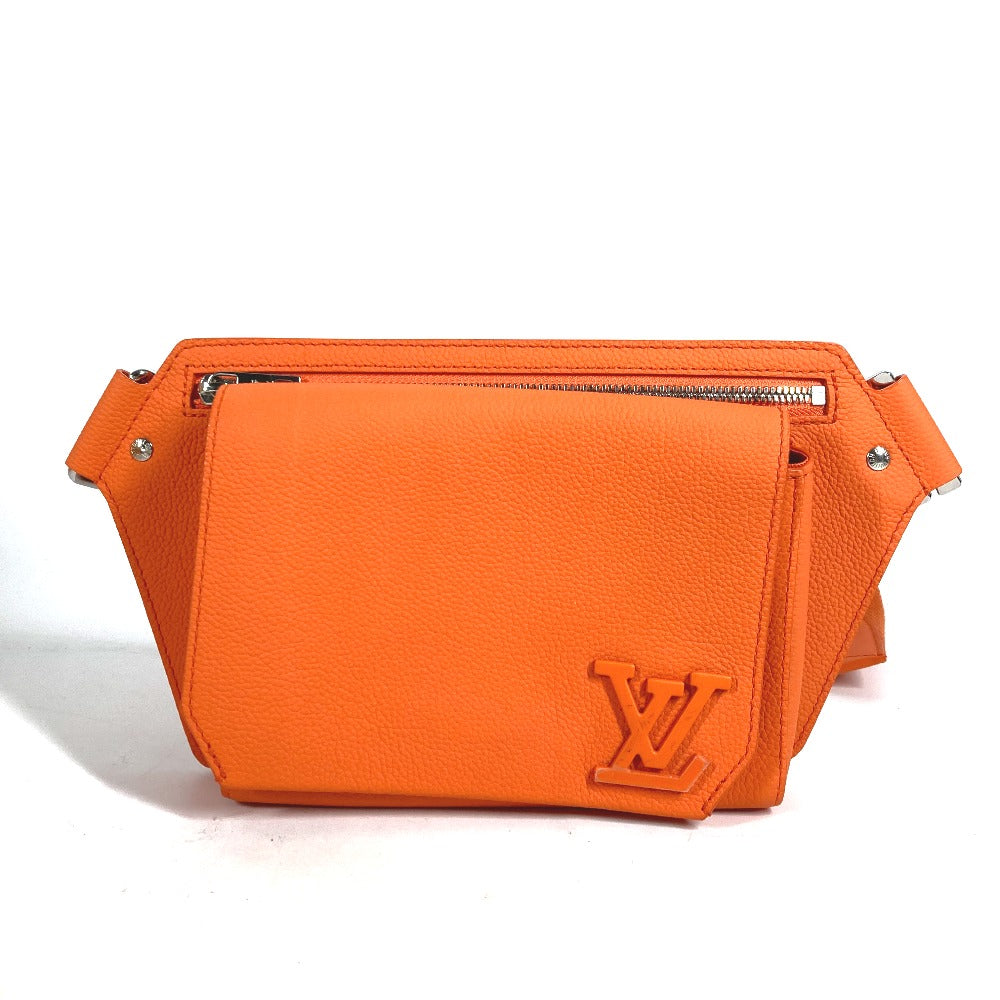 Louis Vuitton Sling Bag M59625 Taurillon Clemence Leather Orange Lv Aerogram Bum Bag Nv Mens Used Authentic