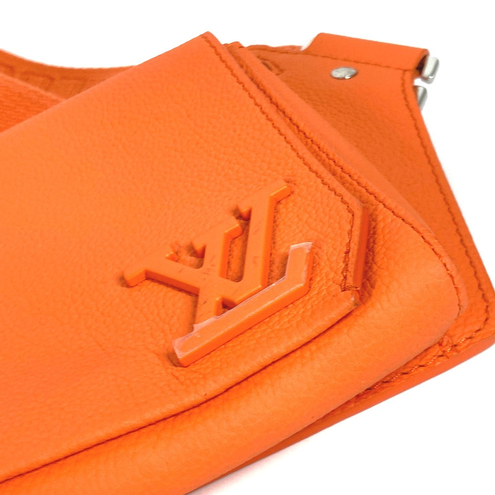 Louis Vuitton Sling Bag M59625 Taurillon Clemence Leather Orange Lv Aerogram Bum Bag Nv Mens Used Authentic