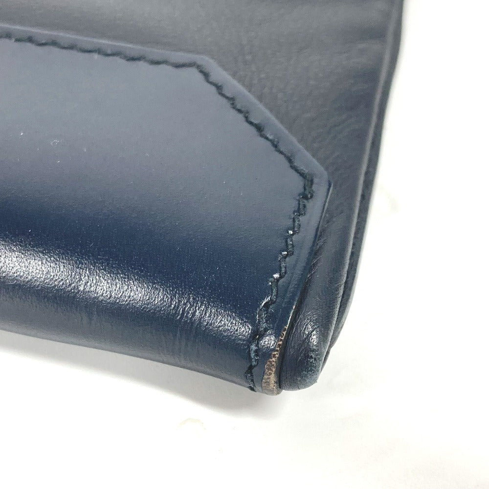 Hermes Clutch Bag Leather Navy City Slide Mens Used Authentic