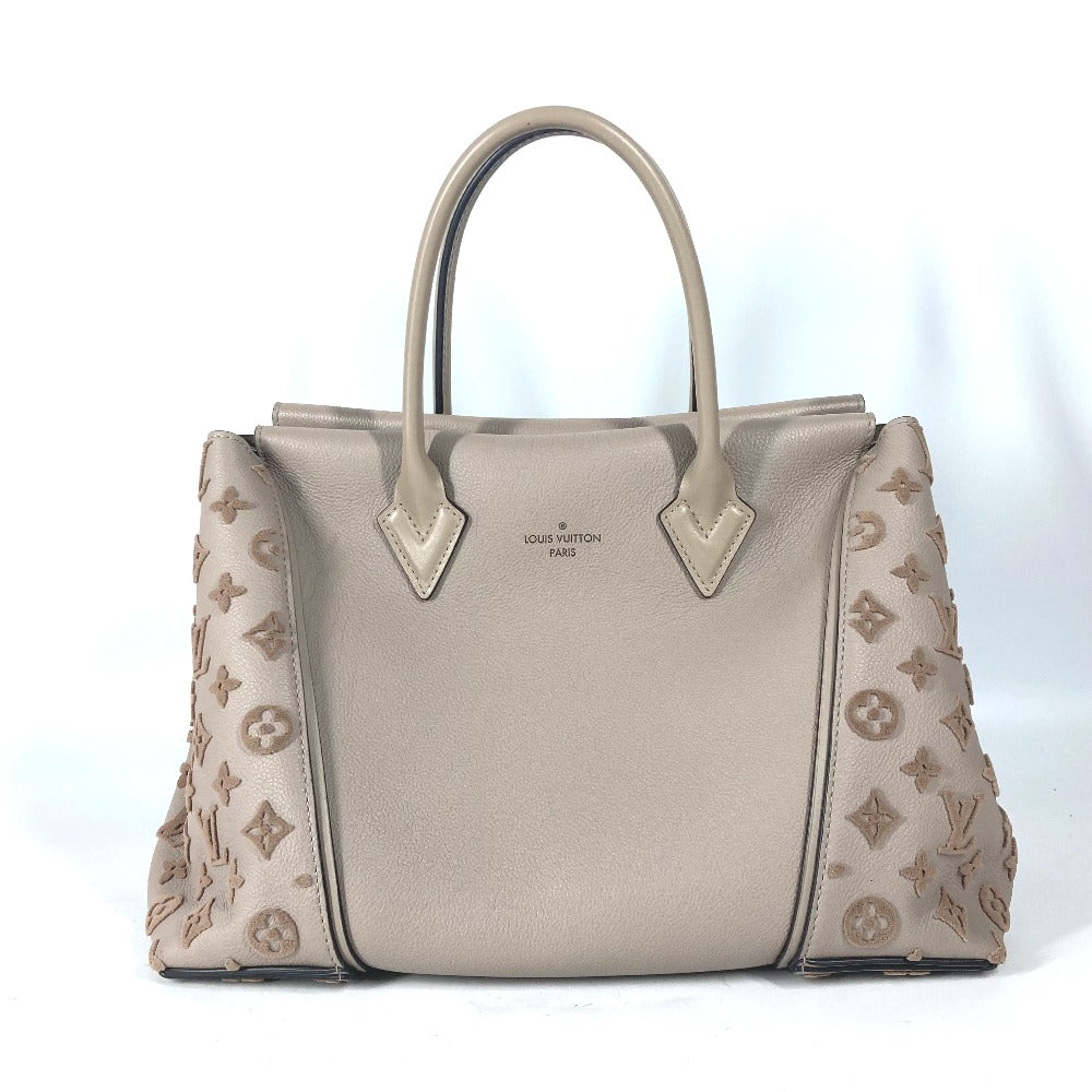 Louis Vuitton Tote Bag M94483 Leather Beige Monogram Velours Tote W Pm Tuftage Women Used Authentic