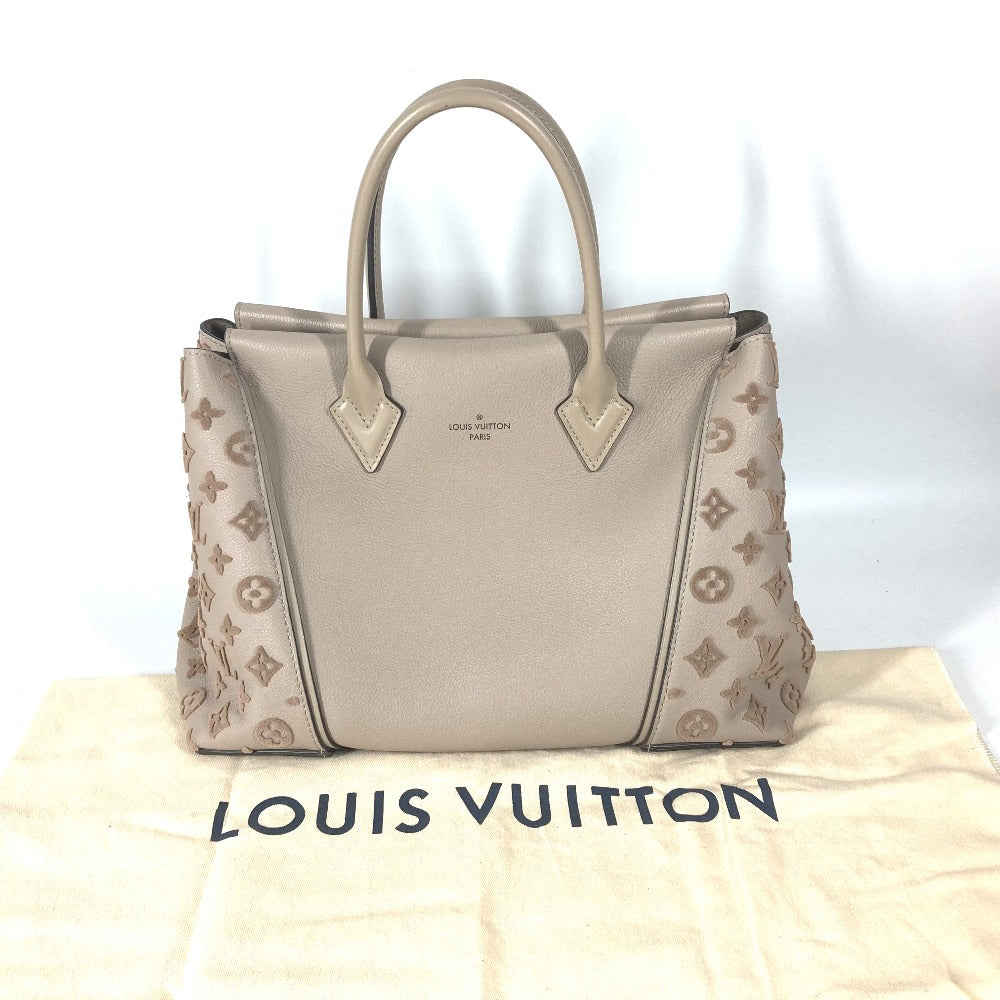 Louis Vuitton Tote Bag M94483 Leather Beige Monogram Velours Tote W Pm Tuftage Women Used Authentic