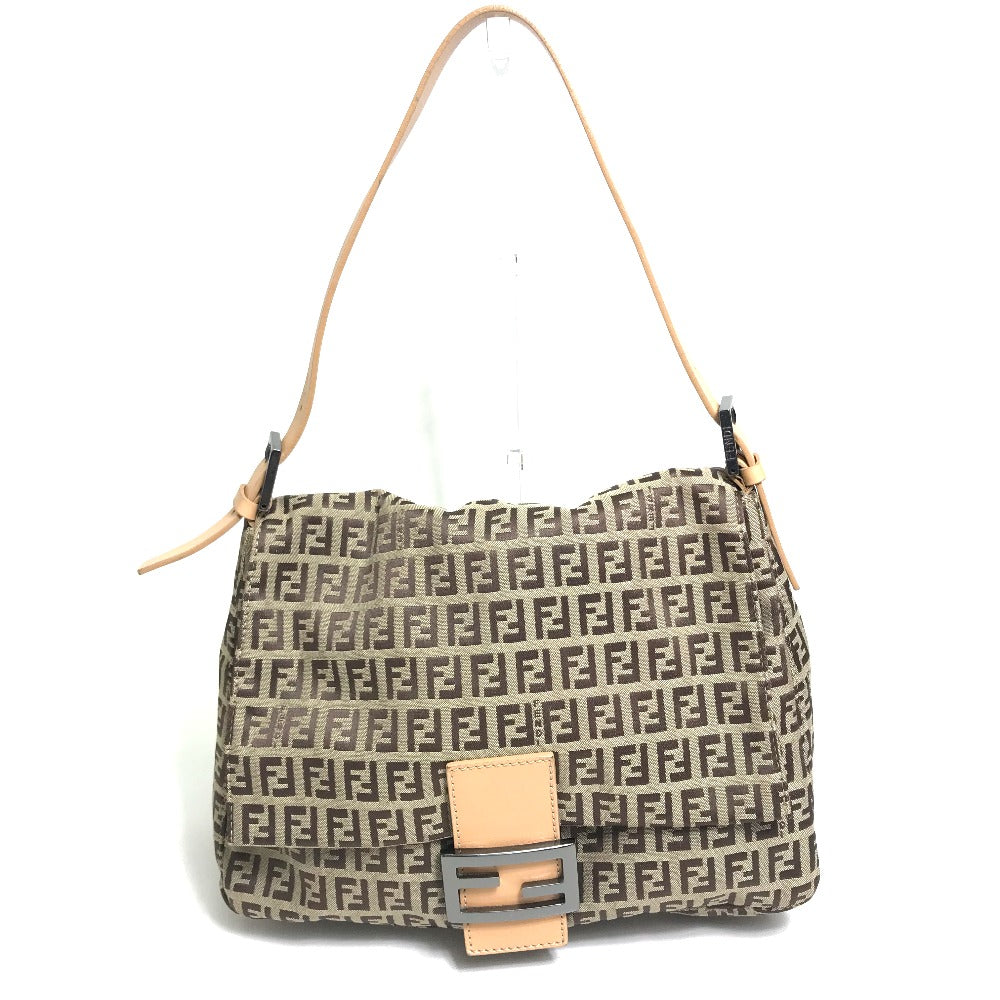 Fendi Shoulder Bag 8 Br001 Canvas / Leather Beige Zucca Ff Pattern Women Used Authentic