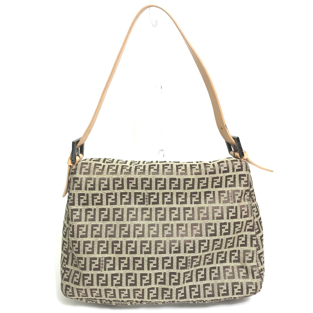 Fendi Shoulder Bag 8 Br001 Canvas / Leather Beige Zucca Ff Pattern Women Used Authentic