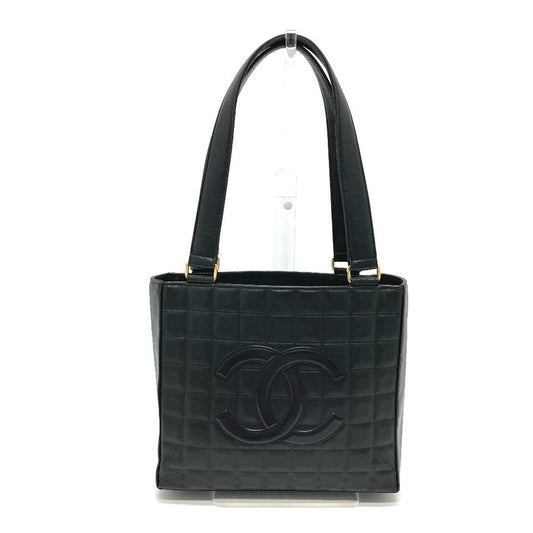 Chanel Tote Bag Lambskin Black Cccoco Mark Chocolate Bar