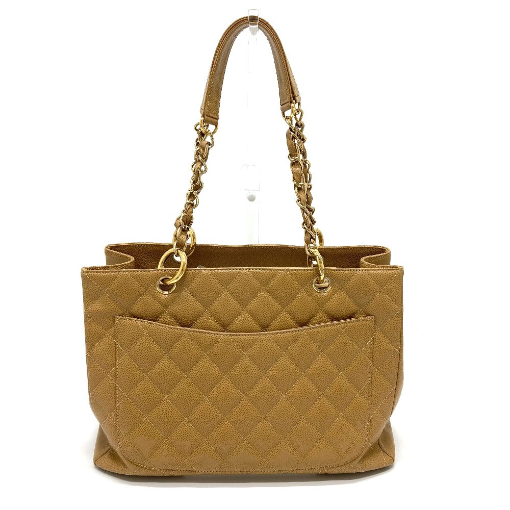 Chanel Tote Bag A50995 Caviar Skin Beige Cc Coco Mark Matrasse