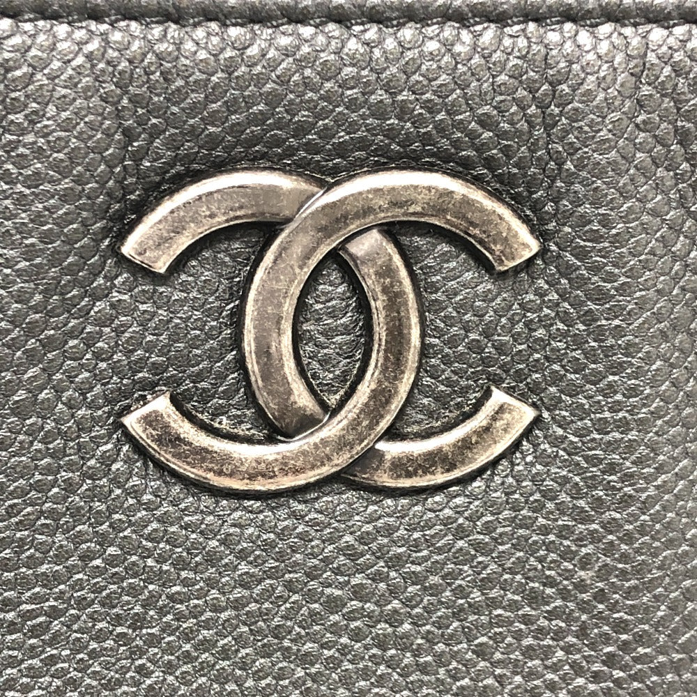 Chanel Shoulder Bag Caviar Skin Gray Cc Coco Mark Tote Bag Women Used Authentic