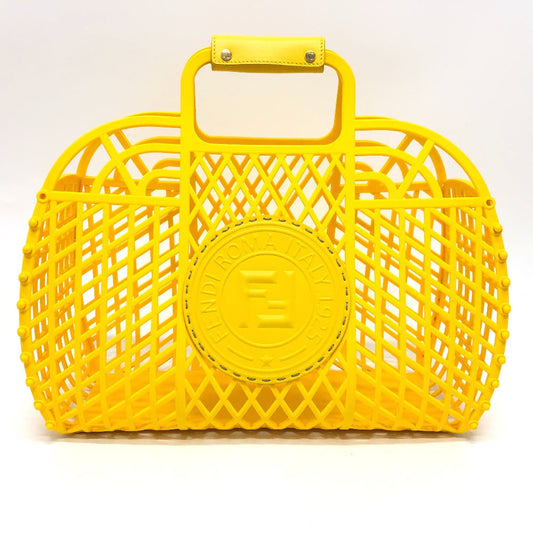 Fendi Handbag 8 Bh389 Plastic Yellow Medium Basket Women Used Authentic