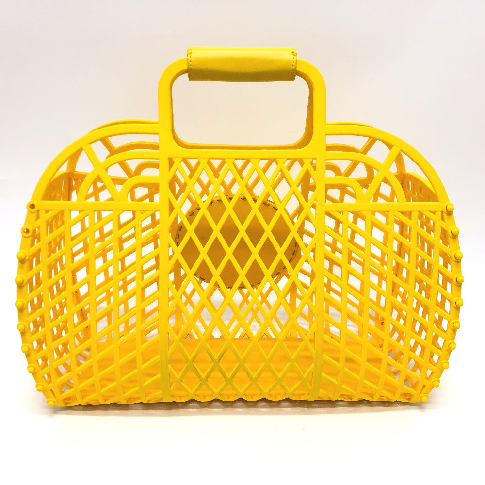 Fendi Handbag 8 Bh389 Plastic Yellow Medium Basket Women Used Authentic