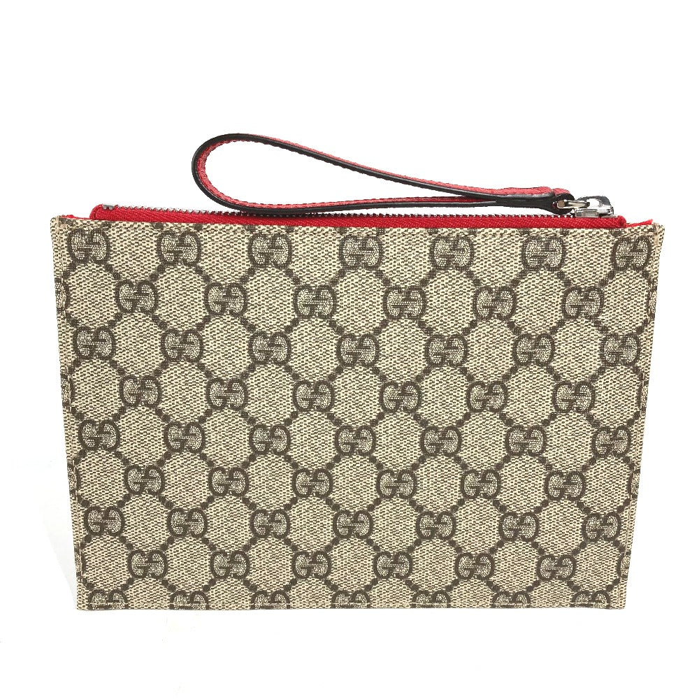 Gucci Clutch Bag 550781 Gg Supreme Canvas Beige Gg Supreme Butterfly Women Used Authentic