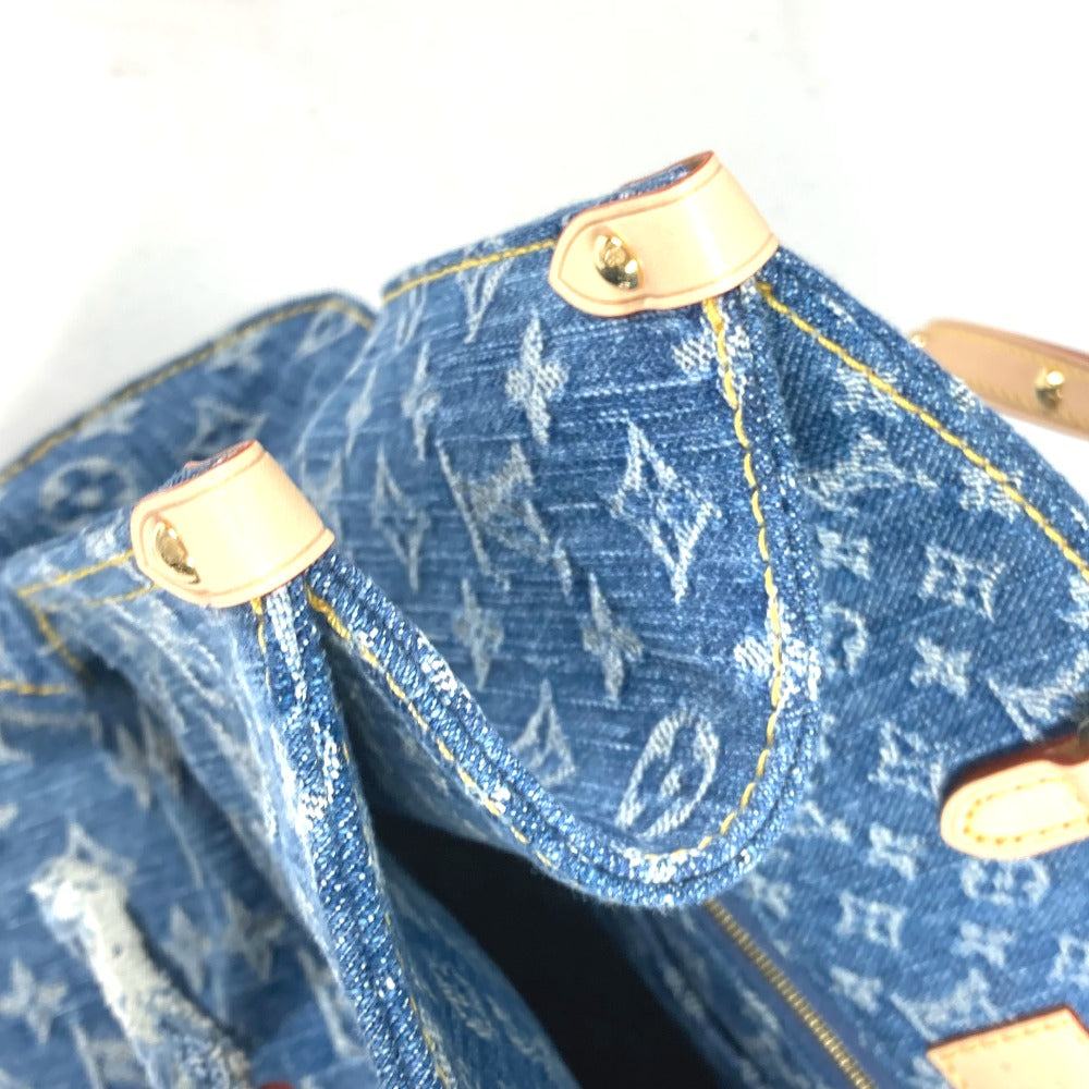 Louis Vuitton Tote Bag M46871 Monogram Denim Blue New Lv Remix Monogram Denim On The Go Mm Women Used Authentic