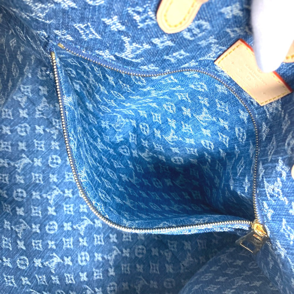 Louis Vuitton Tote Bag M46871 Monogram Denim Blue New Lv Remix Monogram Denim On The Go Mm Women Used Authentic