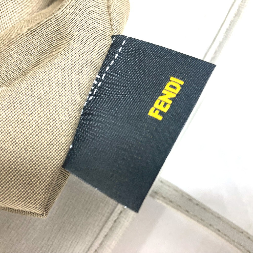 Fendi Shoulder Bag 8 Bh185 Leather / Canvas White Bag Shoulder Bag Tote Bag Zucca Logo Metal Plate Women Used Authentic