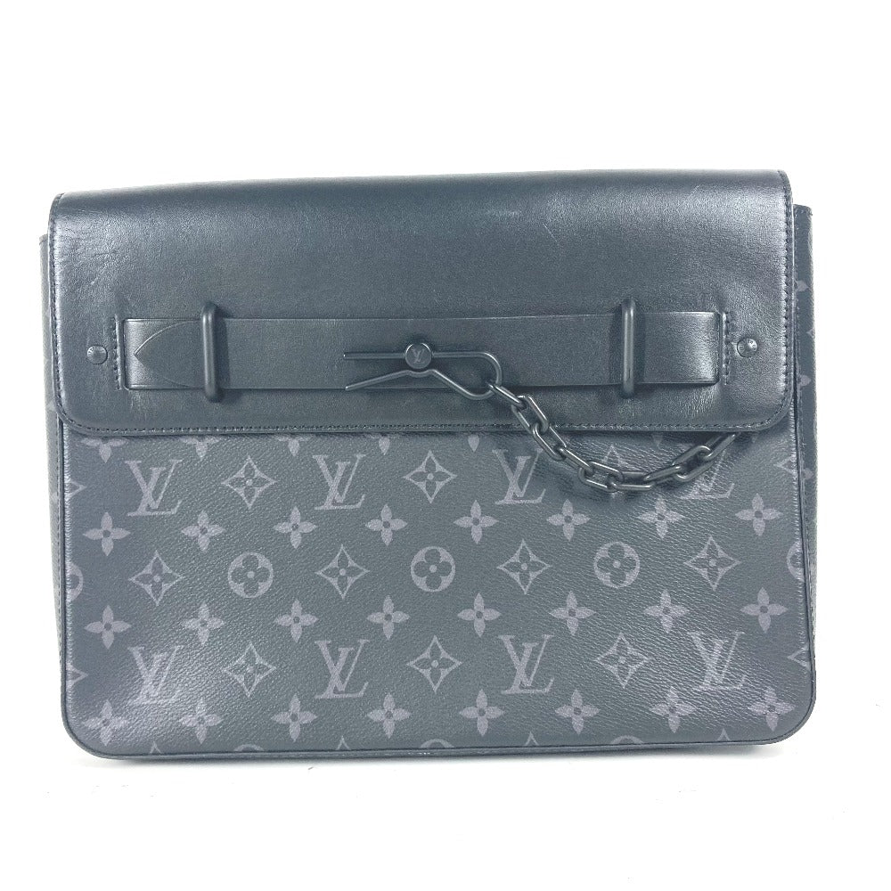 Louis Vuitton Clutch Bag M80107 Monogram Eclipse Canvas Black Monogram Eclipse Pochette Steamer Mens Used Authentic