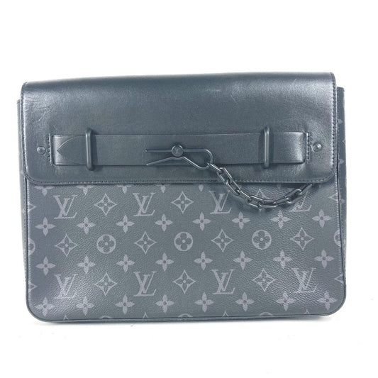 Louis Vuitton Clutch Bag M80107 Monogram Eclipse Canvas Black Monogram Eclipse Pochette Steamer Mens Used Authentic