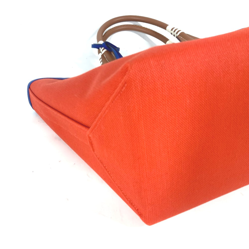 Hermes Handbag Leather, Toile Military Orange Type Steeple 25 Women Used Authentic