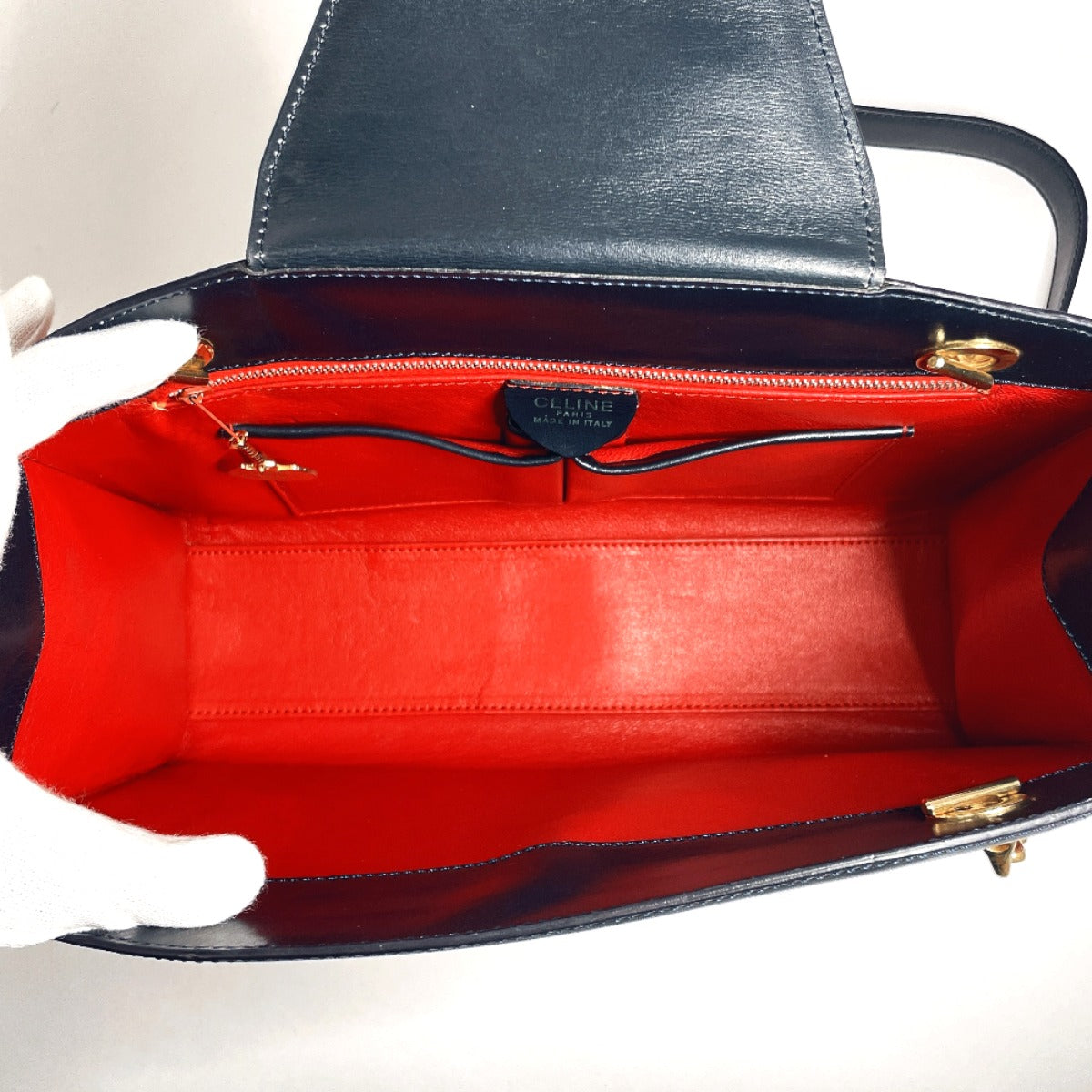 Celine Shoulder Bag Leather Red Chain Shoulder